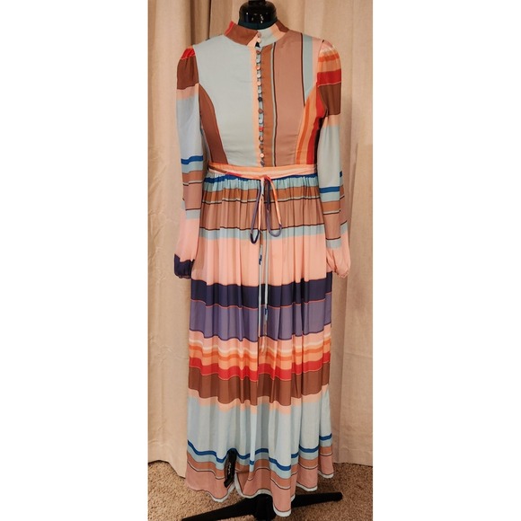 Bright Stripe Boutique Modest Style Dress By Mulla, Size Large - Picture 1 of 4